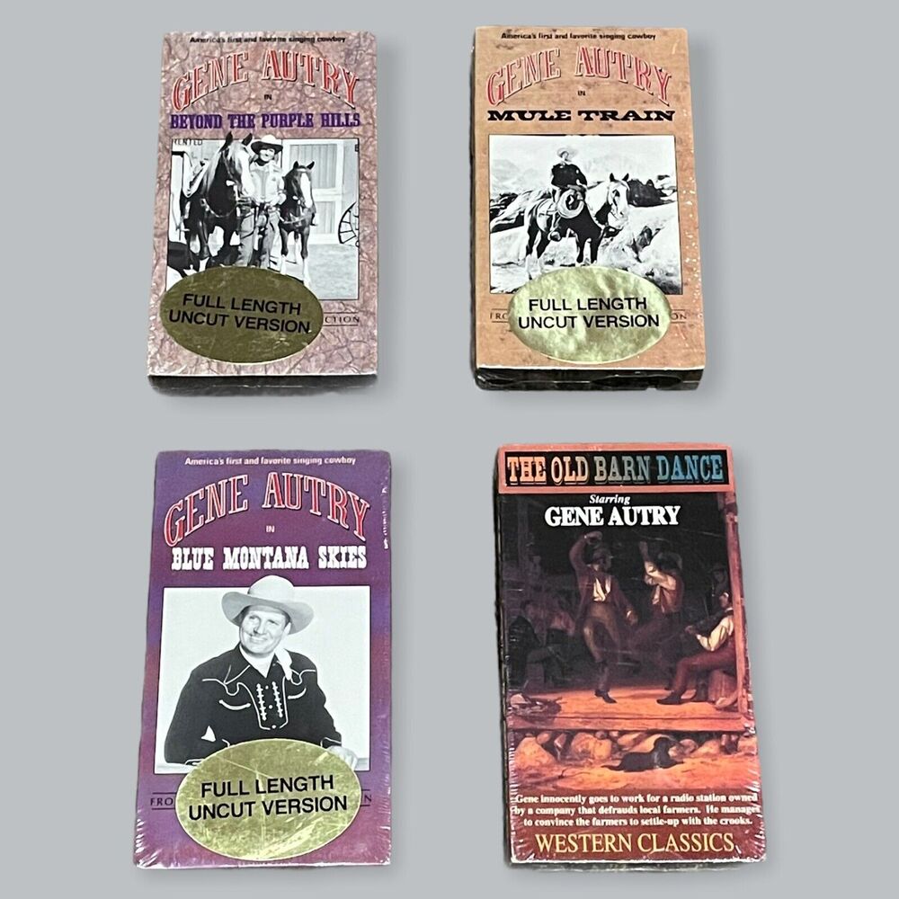 Gene Autry VHS Lot of 4 Western Cowboy Movies Beyond Purple Hills Mule
